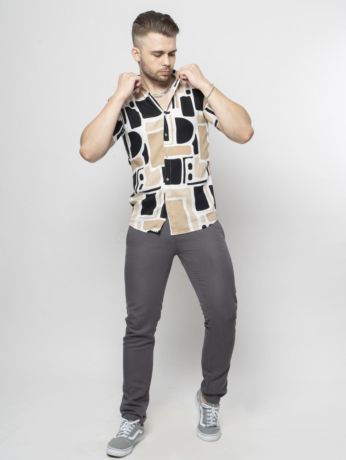 white abstract printed casual shirt - 18444646 - Zoom Image - 4