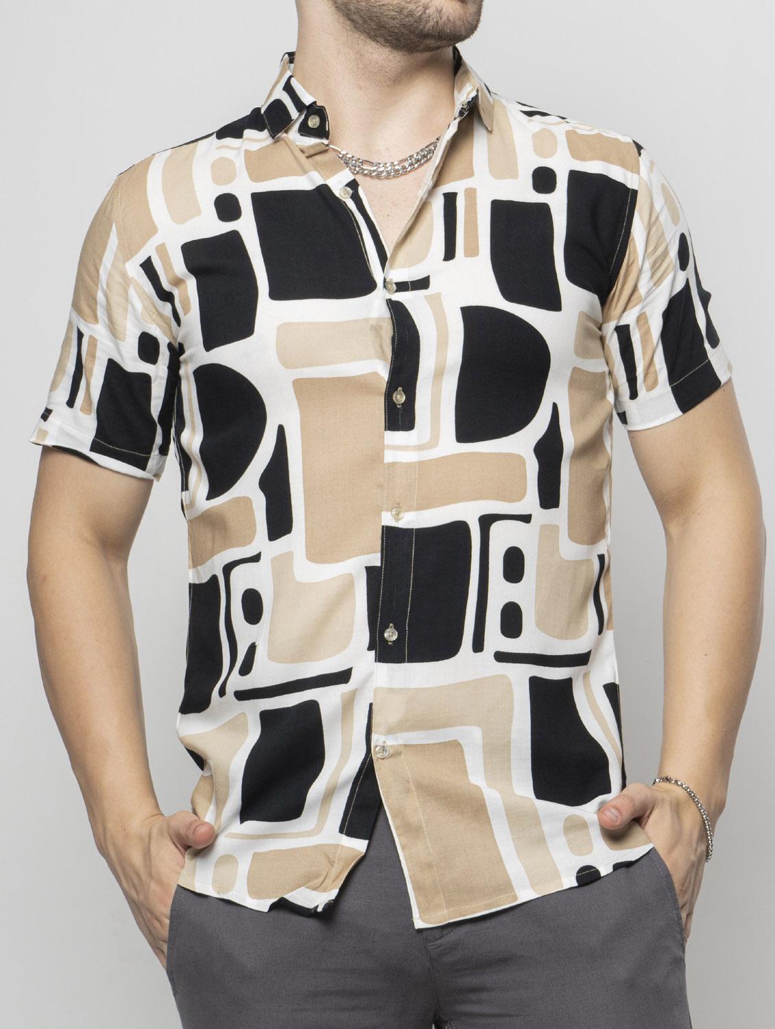 white abstract printed casual shirt - 18444646 - Zoom Image - 5