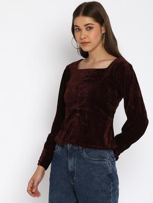 square neck solid peplum top - 18444882 - Standard Image - 2