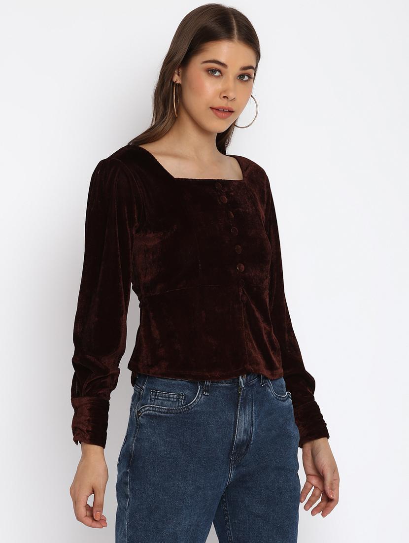 square neck solid peplum top - 18444882 - Zoom Image - 3