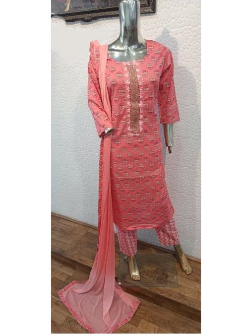 women cotton printed suit with dupatta - 18445041 - Standard Image - 1