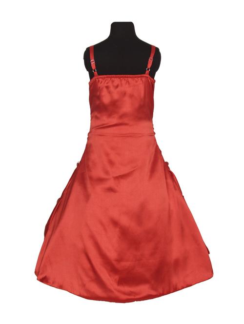 girls red applique work solid gown - 18445046 - Standard Image - 1