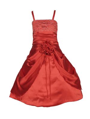 girls red applique work solid gown - 18445046 - Standard Image - 2