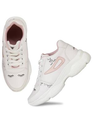 women pink lace-up sports shoe - 18445106 - Standard Image - 2