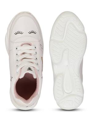 women pink lace-up sports shoe - 18445106 - Standard Image - 3