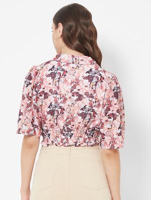 shirt collar printed crop top - 18445131 - Standard Image - 4