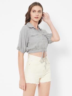 shirt collar self-designed crop top - 18445148 - Standard Image - 2
