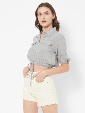 shirt collar self-designed crop top - 18445148 - Standard Image - 3
