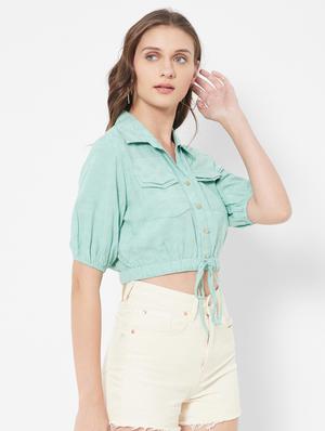 shirt collar self-designed crop top - 18445149 - Standard Image - 2
