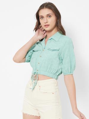 shirt collar self-designed crop top - 18445149 - Standard Image - 3