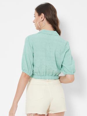 shirt collar self-designed crop top - 18445149 - Standard Image - 4