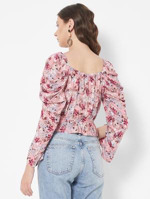 key hole neck foral crop top - 18445164 - Standard Image - 4