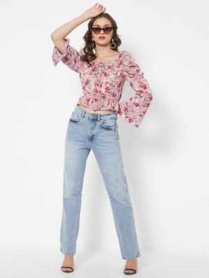 key hole neck foral crop top - 18445164 - Standard Image - 5