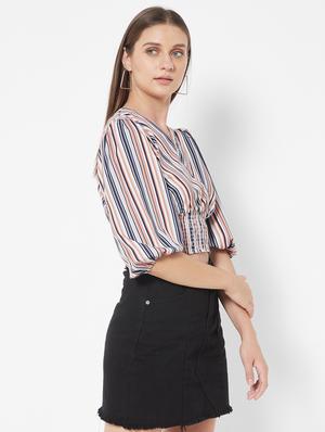 v-neck striped crop top - 18445173 - Standard Image - 2