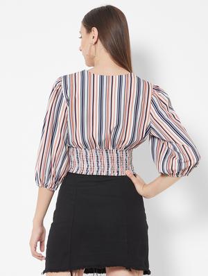 v-neck striped crop top - 18445173 - Standard Image - 4