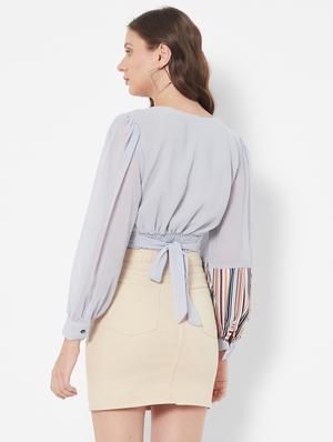 v-neck striped crop top - 18445174 - Standard Image - 4