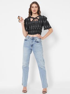 tie up neck printed crop top - 18445181 - Standard Image - 5