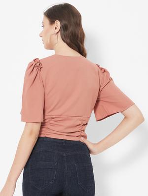 tie up neck solid crop top - 18445184 - Standard Image - 4