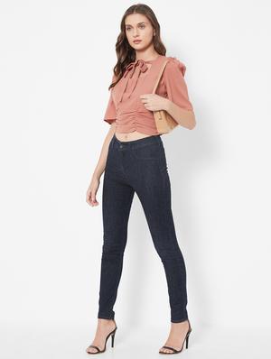 tie up neck solid crop top - 18445184 - Standard Image - 5