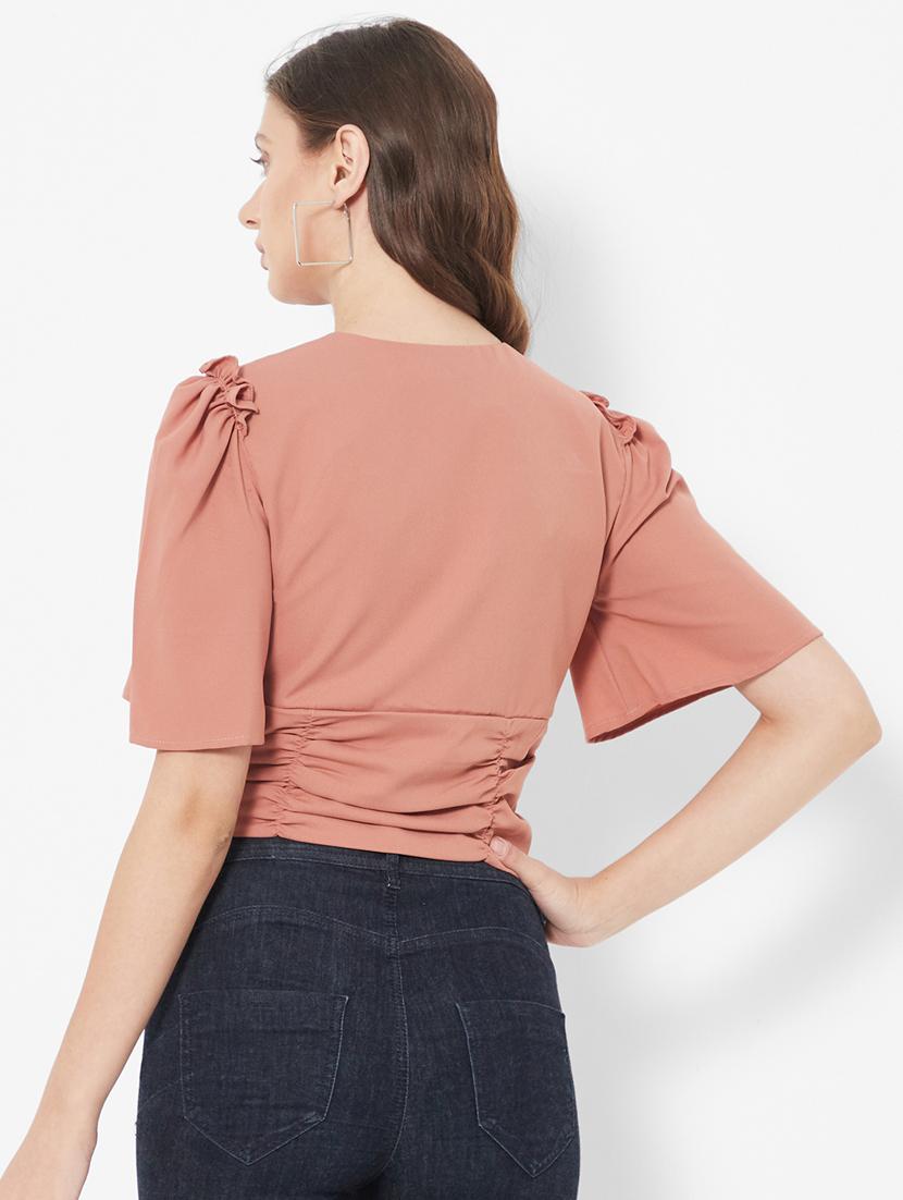 tie up neck solid crop top - 18445184 - Zoom Image - 4