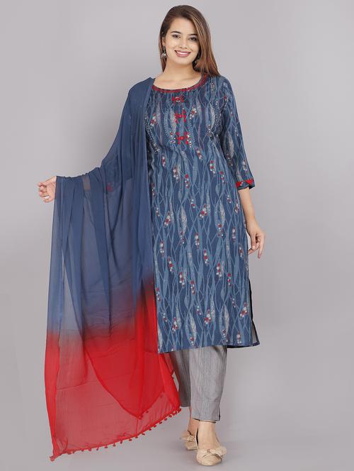 printed kurta pant set with dupatta - 18445358 - Standard Image - 1