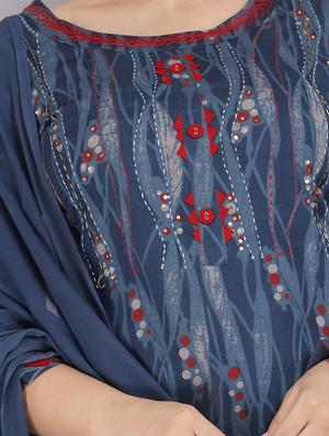 printed kurta pant set with dupatta - 18445358 - Standard Image - 5