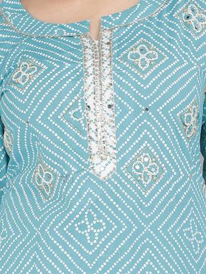 bandhani printed kurta pant set with dupatta - 18445359 - Standard Image - 5