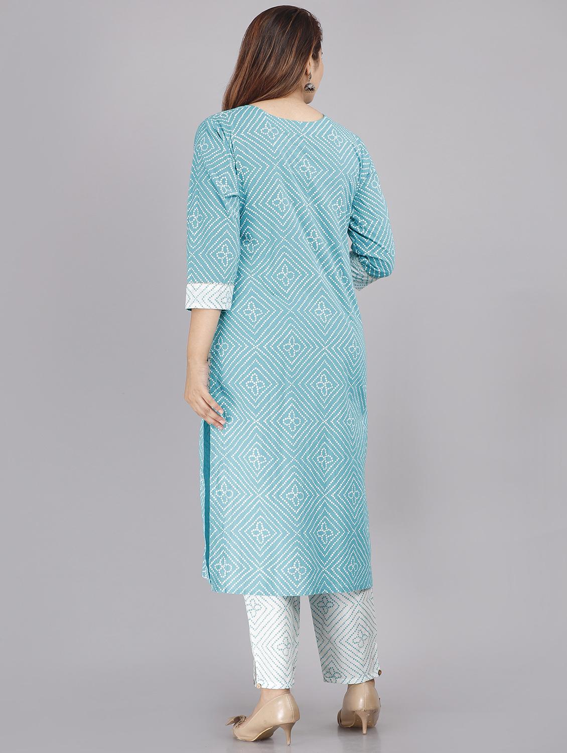 bandhani printed kurta pant set with dupatta - 18445359 - Zoom Image - 3