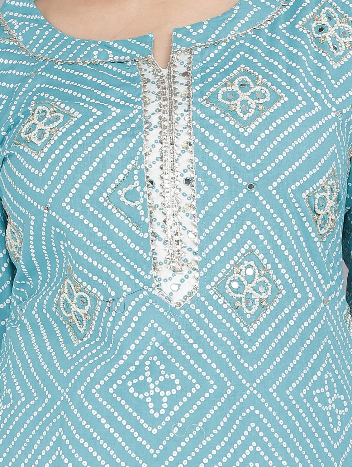 bandhani printed kurta pant set with dupatta - 18445359 - Zoom Image - 5