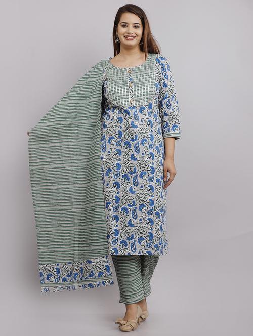 floral printed kurta pant set with dupatta - 18445373 - Standard Image - 1