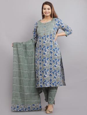 floral printed kurta pant set with dupatta - 18445373 - Standard Image - 2
