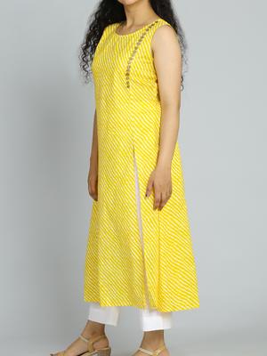 ehtenic yellow stylish kurti with white - 18445451 - Standard Image - 2