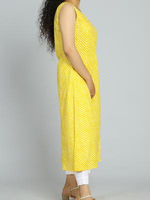 ehtenic yellow stylish kurti with white - 18445451 - Standard Image - 3