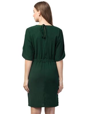 three-quarter sleeved solid sheath dress - 18445633 - Standard Image - 3