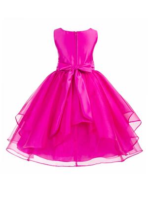 girls pink solid layered party gown - 18445724 - Standard Image - 2