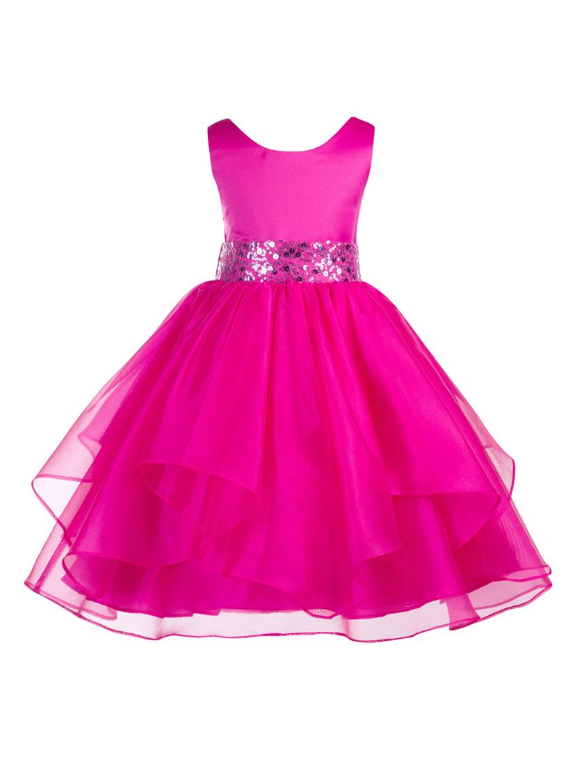 girls pink solid layered party gown - 18445724 - Zoom Image - 1