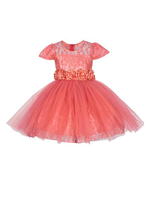 girls orange lace detailed layered frock - 18445745 - Standard Image - 1