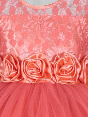 girls orange lace detailed layered frock - 18445745 - Standard Image - 3