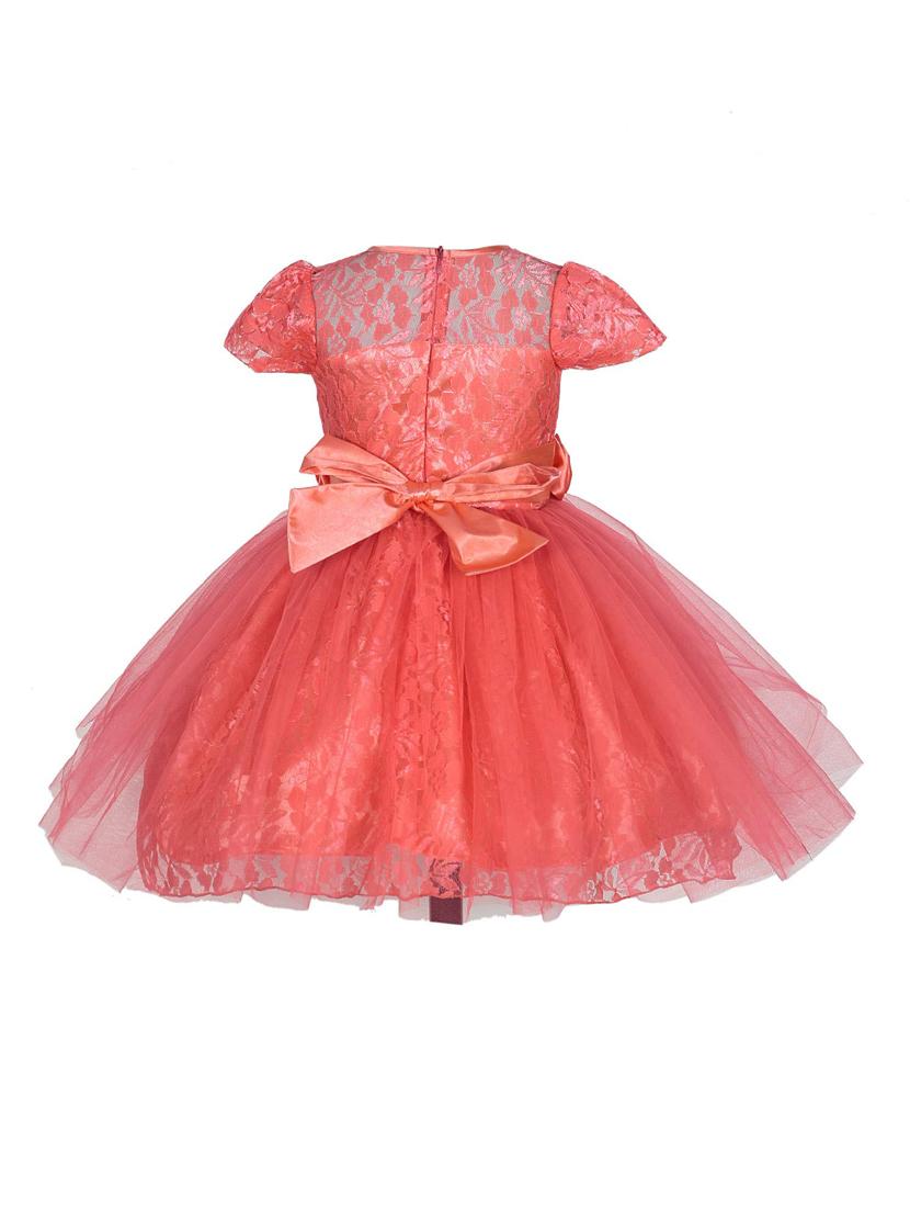 girls orange lace detailed layered frock - 18445745 - Zoom Image - 2