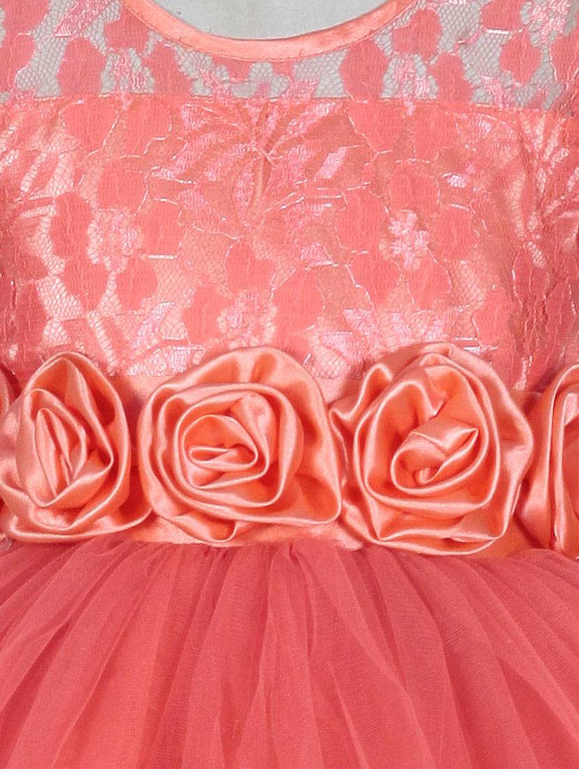 girls orange lace detailed layered frock - 18445745 - Zoom Image - 3