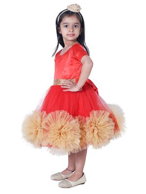 girls red embellished layered frock - 18445771 - Standard Image - 2