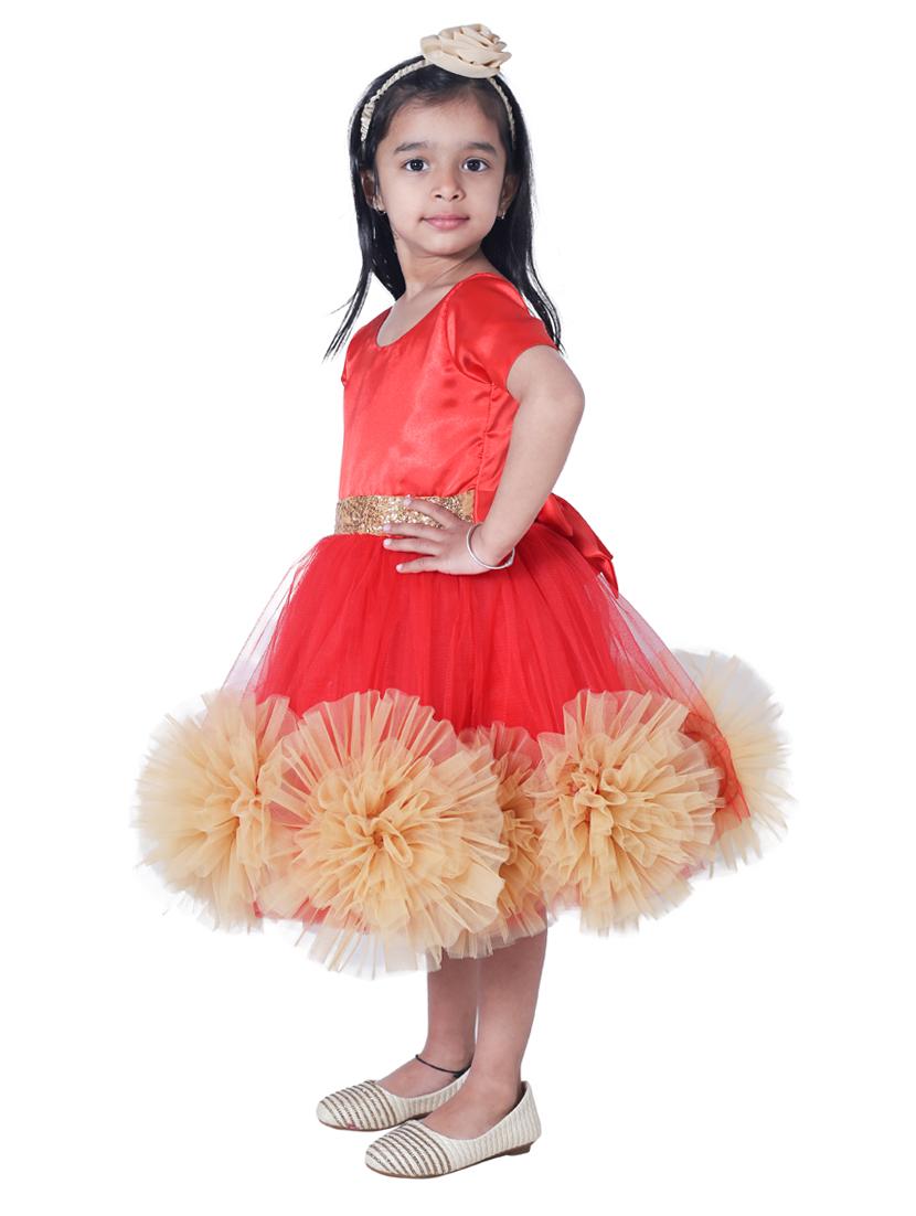 girls red embellished layered frock - 18445771 - Zoom Image - 2