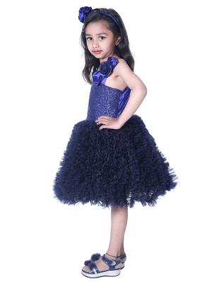 girls navy blue embellished layered frock - 18445773 - Standard Image - 2