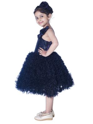 girls navy blue embellished layered frock - 18445774 - Standard Image - 2
