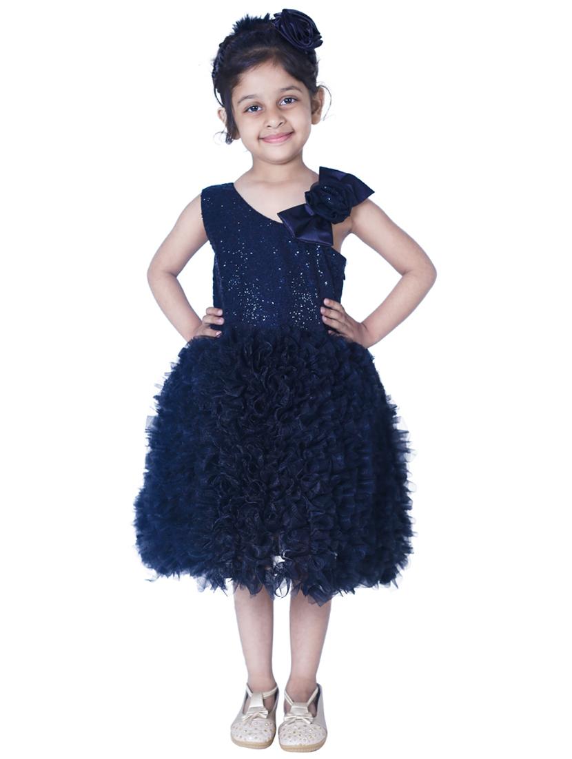 girls navy blue embellished layered frock - 18445774 - Zoom Image - 1