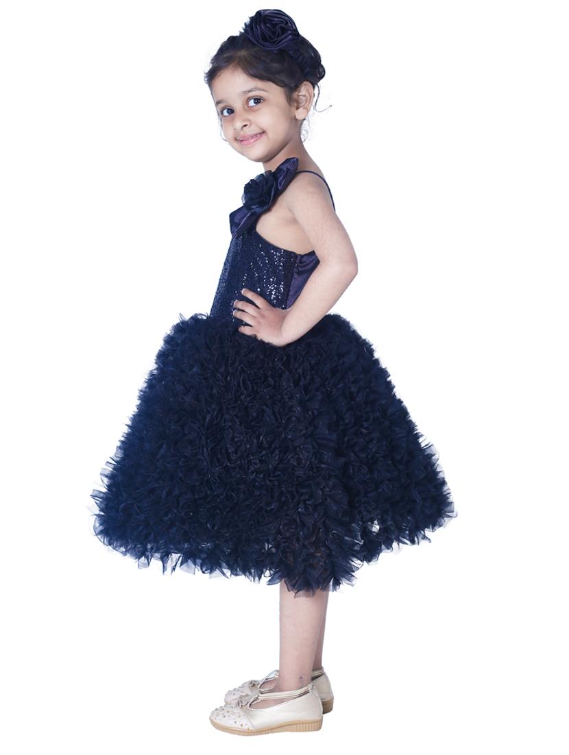 girls navy blue embellished layered frock - 18445774 - Zoom Image - 2
