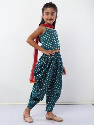 teal foil printed patiyala suit set - 18445796 - Standard Image - 2