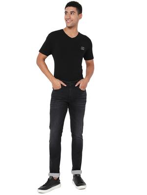 black solid distressed jean - 18445915 - Standard Image - 4