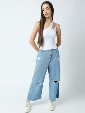 single shoulder crop top - 18446232 - Standard Image - 4
