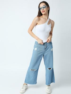 single shoulder crop top - 18446232 - Standard Image - 5